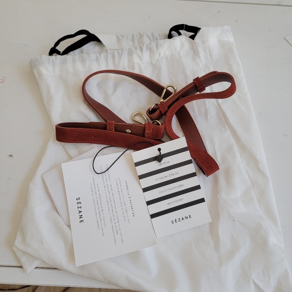 Sezane Tiger Terra Crossbody Bag Purse Chain Strap Suede Leather - Picture 6 of 7